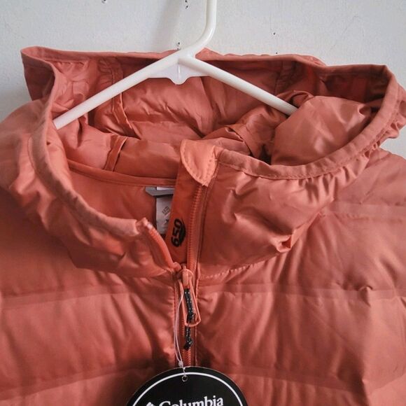 NWT Columbia Womens Lake Long DOWN Hooded Heat Jacket Size XXL Coral - Picture 3 of 15